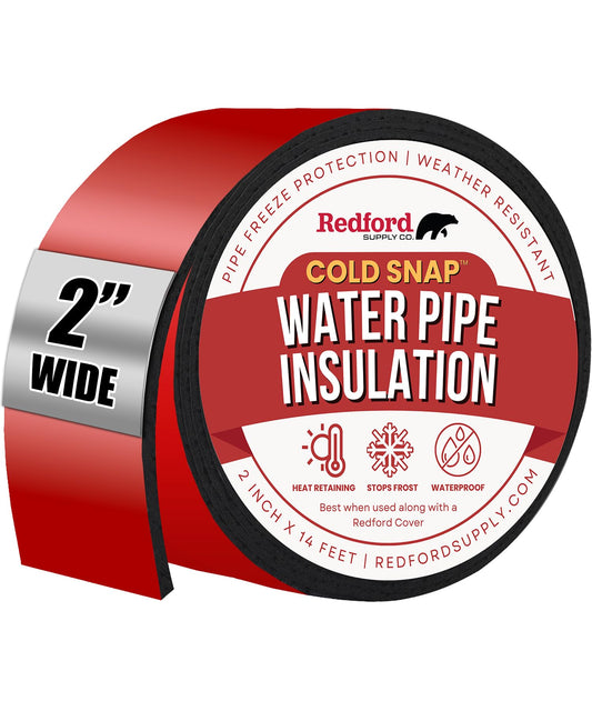 Redford Supply Co. 2 Inch Water Pipe Insulation - Insulation Tape for Water Pipes, Water Pipe Insulation Wrap, Foam Tape, Pipe Insulation Tape, Rubber Tape, Pipe Wrap Tape, Outdoor Pipe Insulation Wrap