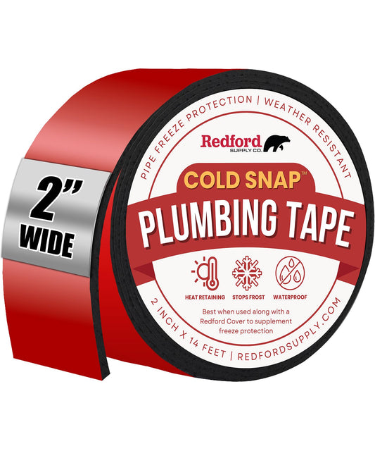 Redford Supply Co.2 Inch Plumbing Tape - Water Pipe Insulation Wrap, Pipe Insulation Tape, Insulation Tape for Water Pipes, Pipe Wrap Tape, Outdoor Pipe Insulation Wrap, Rubber Foam Tape, Rubber Tape