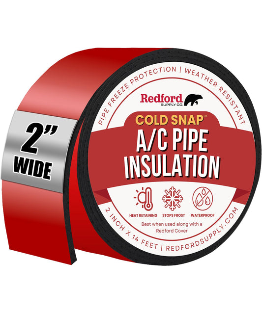 Redford Supply Co. 2 Inch AC Pipe Insulation - AC Line Insulation Wrap, AC Tape, AC Hose Insulation, HVAC Tape, Pipe Wrap Insulation tape, Foam Tape, Pipe Insulation Tape, Outdoor Pipe Tape, Rubber Tape