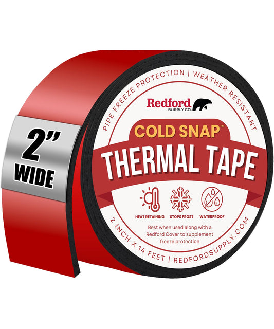 Redford Supply Co. 2 Inch Thermal Tape - Thermal Tape for Pipes, Thermal Wrap, Insulation Tape for Water Pipes, Water Pipe Insulation Wrap, Foam Tape, Pipe Insulation Tape, Rubber Tape, Pipe Wrap Tape