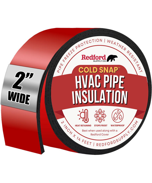 Redford Supply Co. 2 Inch HVAC Pipe Insulation- HVAC Duct Insulation Wrap, HVAC Tape, Insulation Tape for Water Pipes, Water Pipe Insulation Wrap, Foam Tape, Pipe Insulation Tape, Rubber Tape