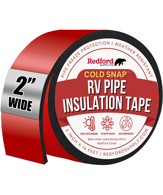 Redford Supply Co. 2 Inch RV Pipe Insulation Tape - RV Insulation Pipes, RV Water Hose Insulation for Winter, Pipe Wrap Insulation Tape, Foam Tape, Pipe Insulation Tape, Outdoor Pipe Tape, Rubber Tape