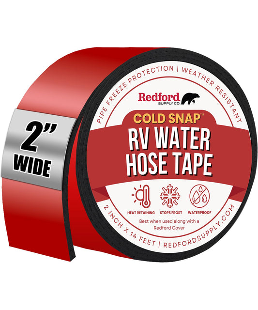 Redford Supply Co. 2 Inch RV Water Hose Tape - RV Water Hose Insulation for Winter, RV Insulation Pipes, Pipe Wrap Insulation Tape, Foam Tape, Pipe Insulation Tape, Outdoor Pipe Tape, Rubber Tape