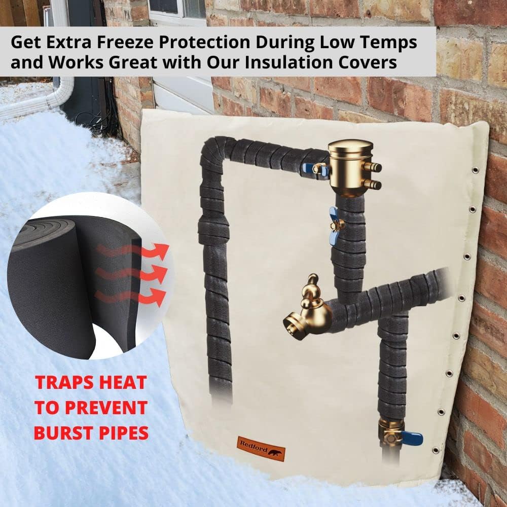 Redford Supply Co. 2 Inch Pipe Insulation Tape - Weather Resistant Water Pipe Wrap Tape - Outdoor Water Pipe Insulation Wrap, Insulation Tape for Water Pipes, Pipe Wrap Insulation, Foam Pipe Insulation (2 inch x 11 Feet, Red)