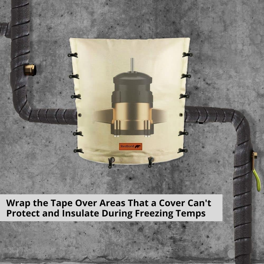 Redford Supply Co. 2 Inch Pipe Insulation Tape - Weather Resistant Water Pipe Wrap Tape - Outdoor Water Pipe Insulation Wrap, Insulation Tape for Water Pipes, Pipe Wrap Insulation, Foam Pipe Insulation (2 inch x 11 Feet, Red)
