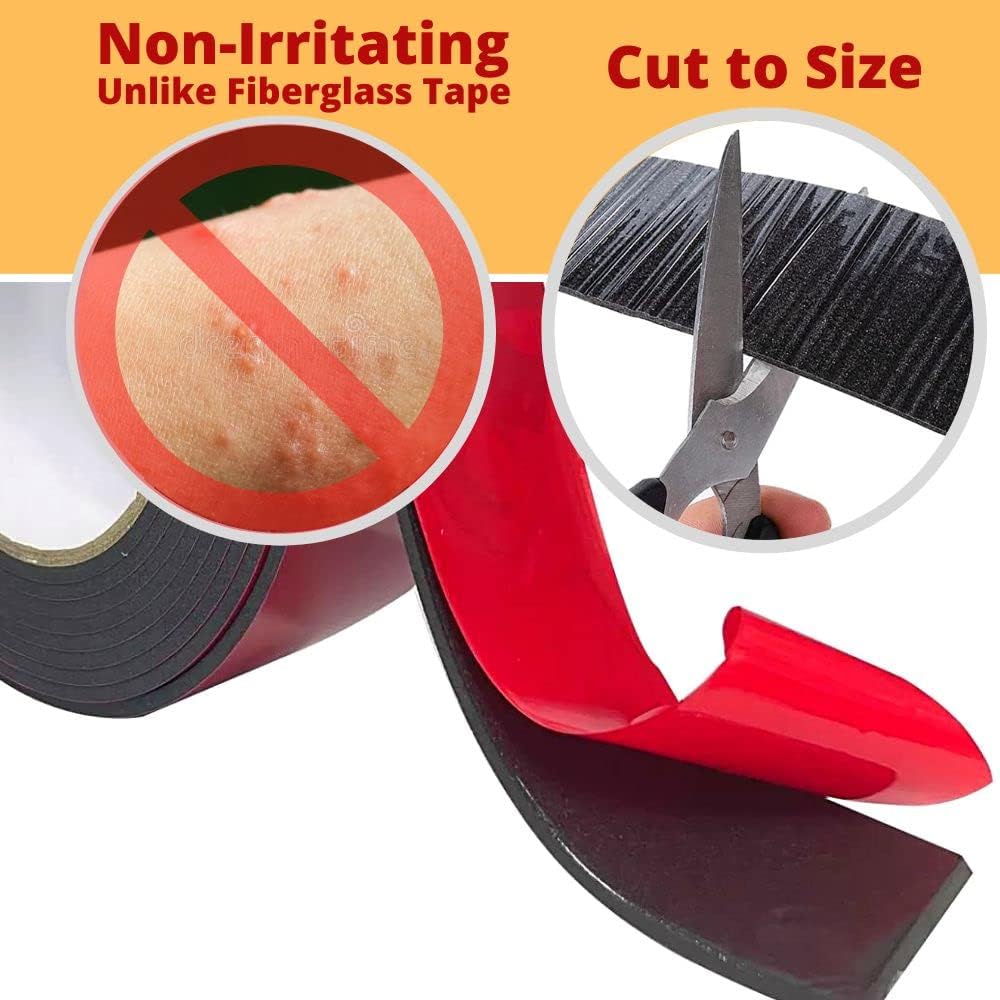 Redford Supply Co. 2 Inch Pipe Insulation Tape - Weather Resistant Water Pipe Wrap Tape - Outdoor Water Pipe Insulation Wrap, Insulation Tape for Water Pipes, Pipe Wrap Insulation, Foam Pipe Insulation (2 inch x 11 Feet, Red)