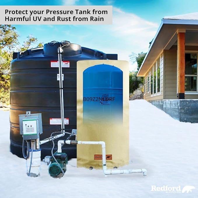 Redford Supply Co. Round Water Storage Tank Cover - Weatherproof Water Tank Cover for Winter Freeze Protection - Water Tank Insulated Cover