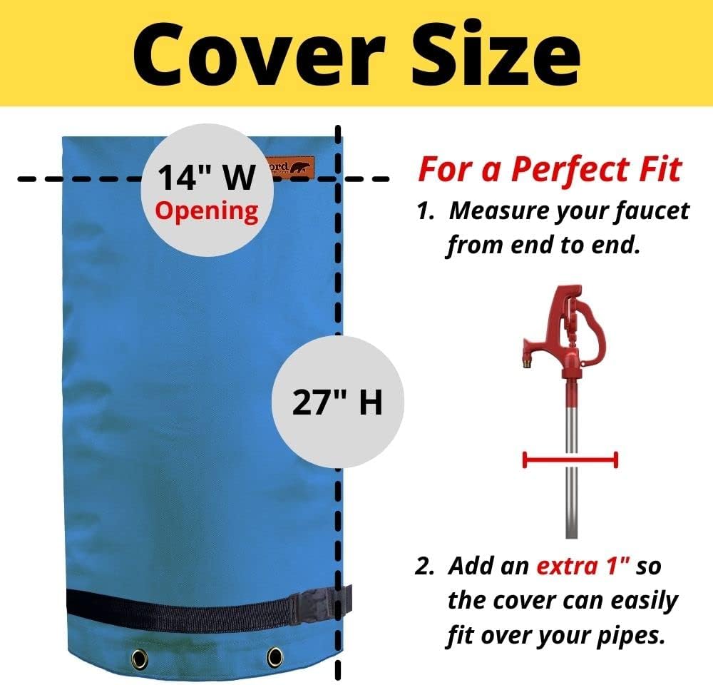 Redford Supply Co. Cold Snap (0°F) Double Wall Long Faucet Covers for Winter Insulated - Spigot Covers Winter Insulated, Water Faucet Covers for Outside, Faucet Cover Socks (14"W x 27"H, Blue)
