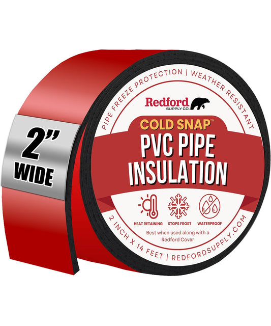 Redford Supply Co.  New 2 Inch PVC Pipe Insulation Tape - PVC Pipe Insulation Outdoor, PVC Pipe Tape, Insulation Tape for Water Pipes, Outdoor Pipe Insulation Wrap, Pipe Wrap Insulation Tape, Rubber Foam Tape
