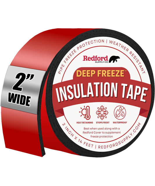 Redford Supply Co. Deep Freeze Pipe Insulation Tape - Deep Freeze Water Pipe Wrap Tape - Outdoor Water Pipe Insulation Wrap, Insulation Tape for Water Pipes, Pipe Wrap Insulation, Foam Pipe Insulation