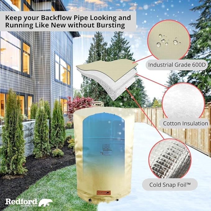 Redford Supply Co. Round Water Storage Tank Cover - Weatherproof Water Tank Cover for Winter Freeze Protection - Water Tank Insulated Cover