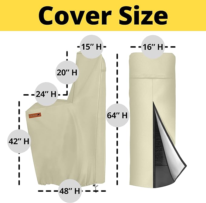 Redford Supply Co. Cold Snap (5°F) Water Softener Covers - Water Softener Cover Outdoor Insulated, Outdoor Water Softener Cover, Water Softener Insulation Jacket (64"H x 40"W x 16"D, Beige)