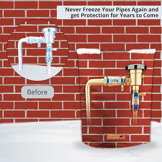 Redford Supply Co. Cold Snap (5°F) Double Wall Cotton Backflow Preventer Insulation Cover - Sprinkler Covers for Outside, Well Head Cover, Insulated Well Pump Cover (18"W x 34"H, Red Brick)