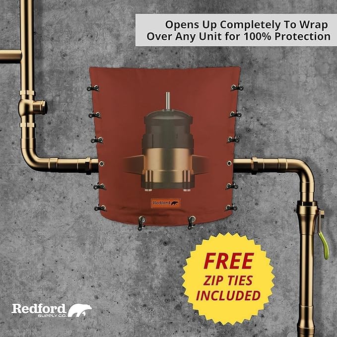 Customizable Cold Snap (5°F) in-Wall 3-Way Opening Custom Double Wall Backflow Preventer Insulation Cover - Sprinkler Covers for Outside, Well Head Cover, Well Pump Covers (20"W x 26"H, Red)