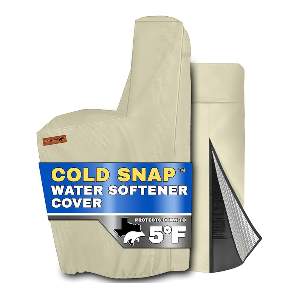 Redford Supply Co. Cold Snap (5°F) Water Softener Covers - Water Softener Cover Outdoor Insulated, Outdoor Water Softener Cover, Water Softener Insulation Jacket (64"H x 40"W x 16"D, Beige)