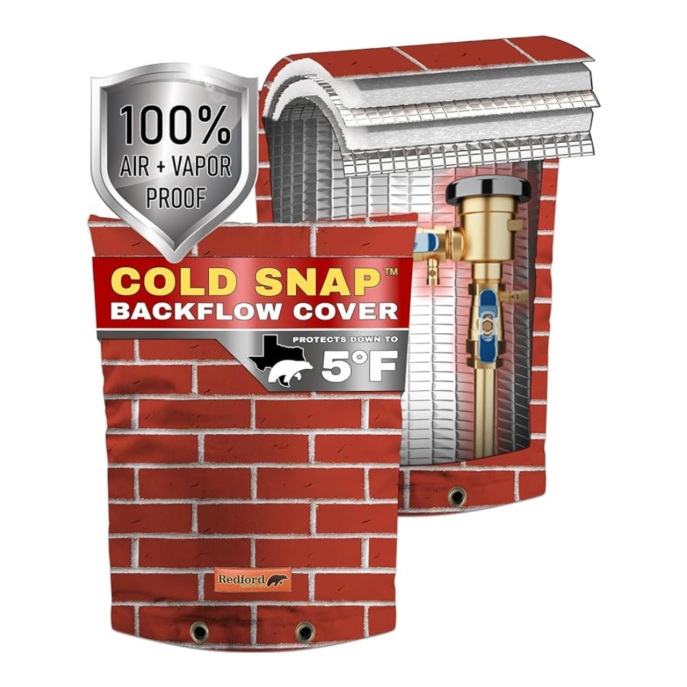 Redford Supply Co. Cold Snap (5°F) Double Wall Cotton Backflow Preventer Insulation Cover - Sprinkler Covers for Outside, Well Head Cover, Insulated Well Pump Cover (18"W x 34"H, Red Brick)