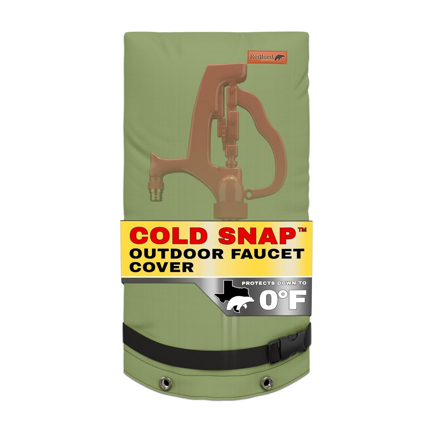 Redford Supply Co. Cold Snap (0°F) Double Wall Long Faucet Covers for Winter Insulated - Spigot Covers Winter Insulated, Water Faucet Covers for Outside, Faucet Cover Socks (14"W x 27"H, Green)