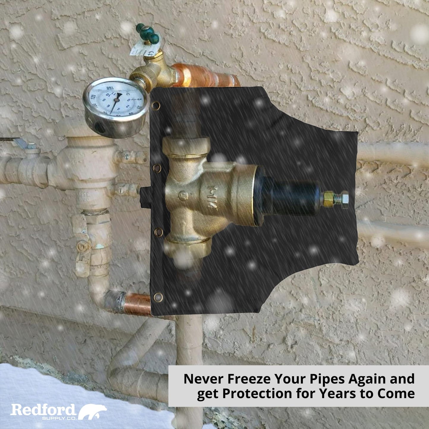 Redford Supply Co. Cold Snap (0°F) Double Wall Valve Cover - Sprinkler Cover for Outside, Outdoor Wrap Pipe Insulation, Water Meter Cover, Well Head Cover, Water Well Pump Covers (14"W x 13"H, Black)