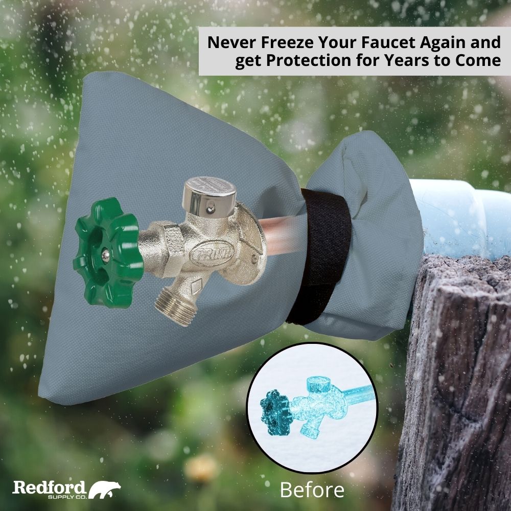 Redford Supply Co. 2 Pack Cold Snap (0°F) Double Wall Faucet Covers for Winter - Spigot Covers Winter Insulated, Water Faucet Covers for Outside, Faucet Cover Socks
