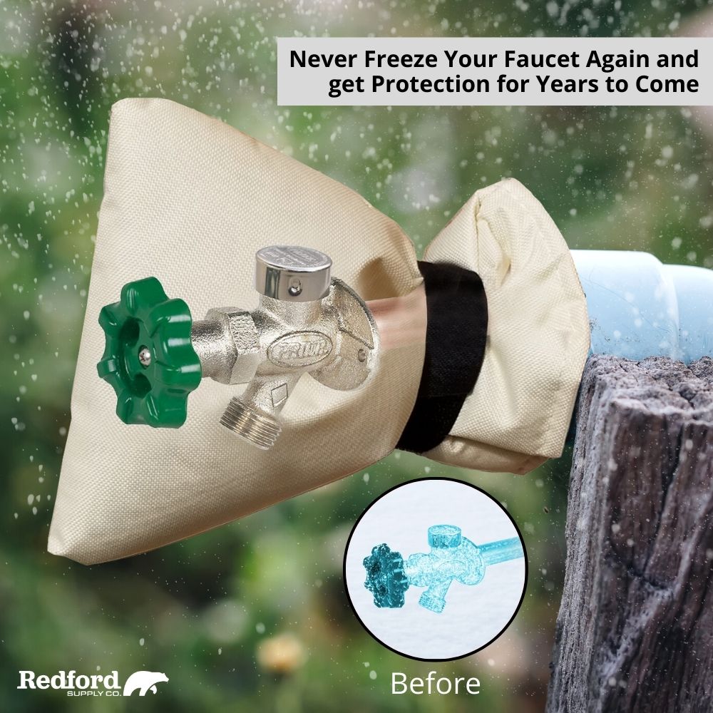 Redford Supply Co. 2 Pack Cold Snap (0°F) Double Wall Faucet Covers for Winter - Spigot Covers Winter Insulated, Water Faucet Covers for Outside, Faucet Cover Socks