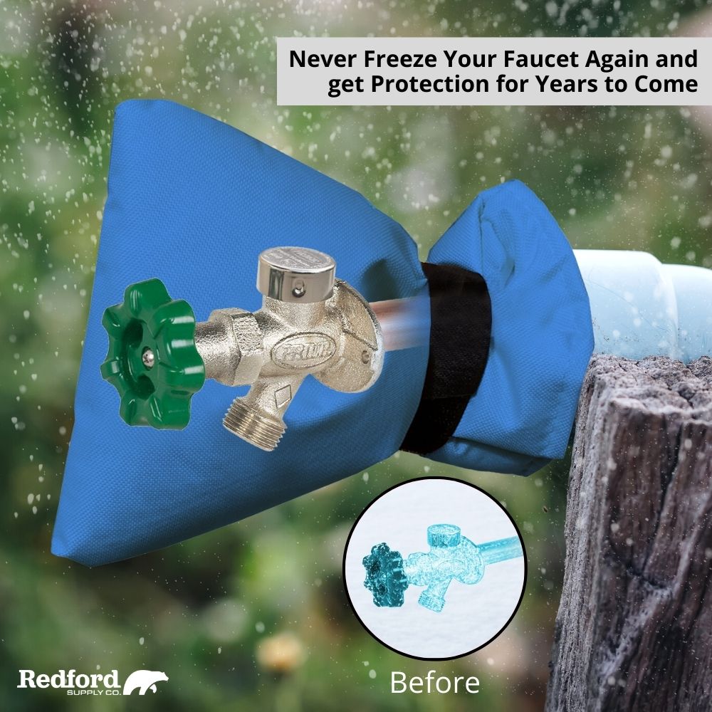 Redford Supply Co. 2 Pack Cold Snap (0°F) Double Wall Faucet Covers for Winter - Spigot Covers Winter Insulated, Water Faucet Covers for Outside, Faucet Cover Socks