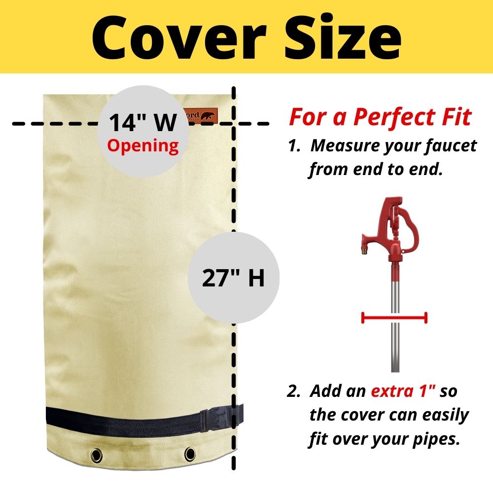 Redford Supply Co. Long Outdoor Faucet Covers for Winter Freeze Protection - Outdoor Faucet Cover Socks for Freeze Protection, Spigot Covers Winter Insulated Outdoor Faucet, Outside Hose Cover for Winter Outdoor Faucet Insulation (14"W x 27"H)
