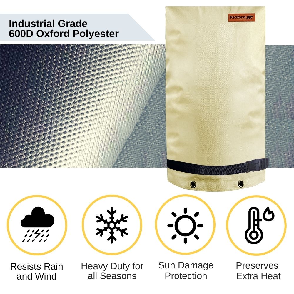 Redford Supply Co. Long Outdoor Faucet Covers for Winter Freeze Protection - Outdoor Faucet Cover Socks for Freeze Protection, Spigot Covers Winter Insulated Outdoor Faucet, Outside Hose Cover for Winter Outdoor Faucet Insulation (14"W x 27"H)