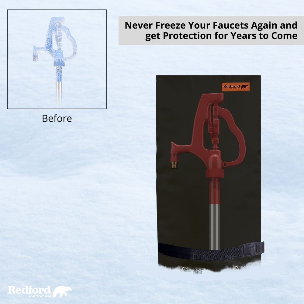 Redford Supply Co. Long Outdoor Faucet Covers for Winter Freeze Protection - Outdoor Faucet Cover Socks for Freeze Protection, Spigot Covers Winter Insulated Outdoor Faucet, Outside Hose Cover for Winter Outdoor Faucet Insulation (14"W x 27"H)