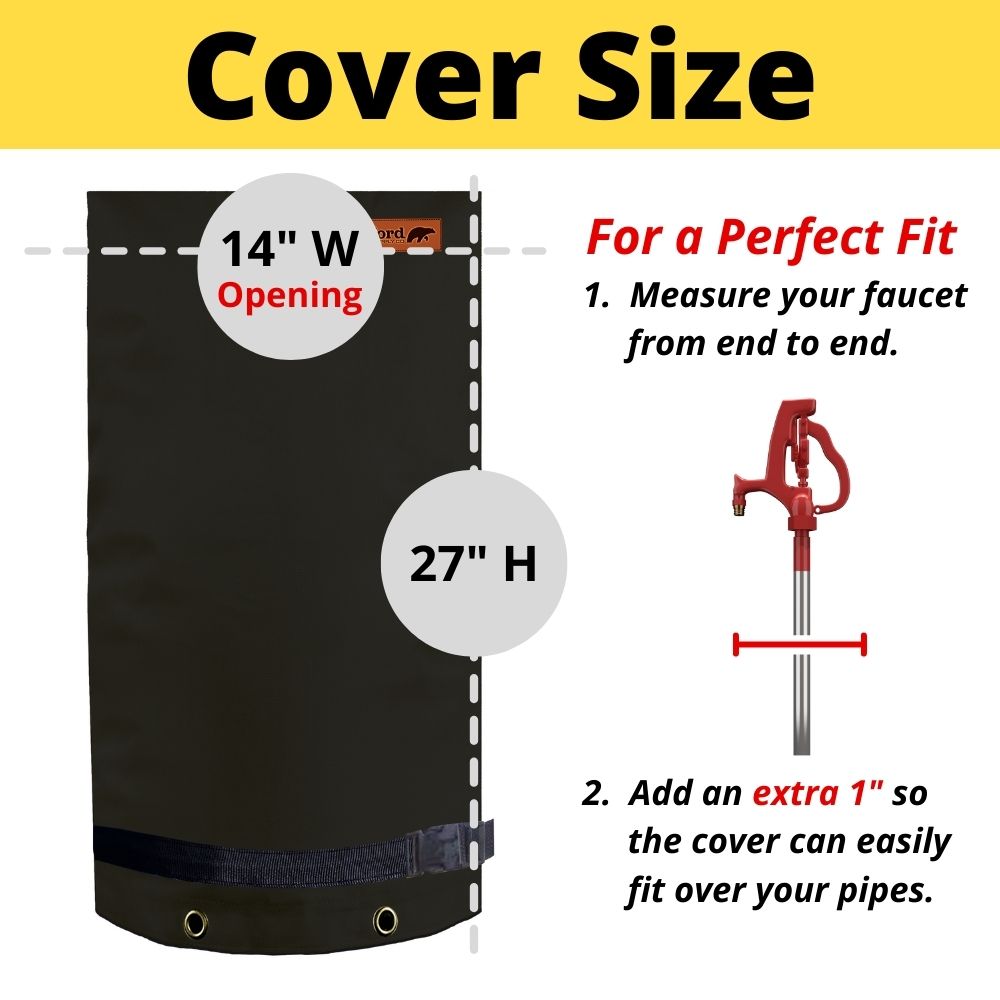 Redford Supply Co. Long Outdoor Faucet Covers for Winter Freeze Protection - Outdoor Faucet Cover Socks for Freeze Protection, Spigot Covers Winter Insulated Outdoor Faucet, Outside Hose Cover for Winter Outdoor Faucet Insulation (14"W x 27"H)