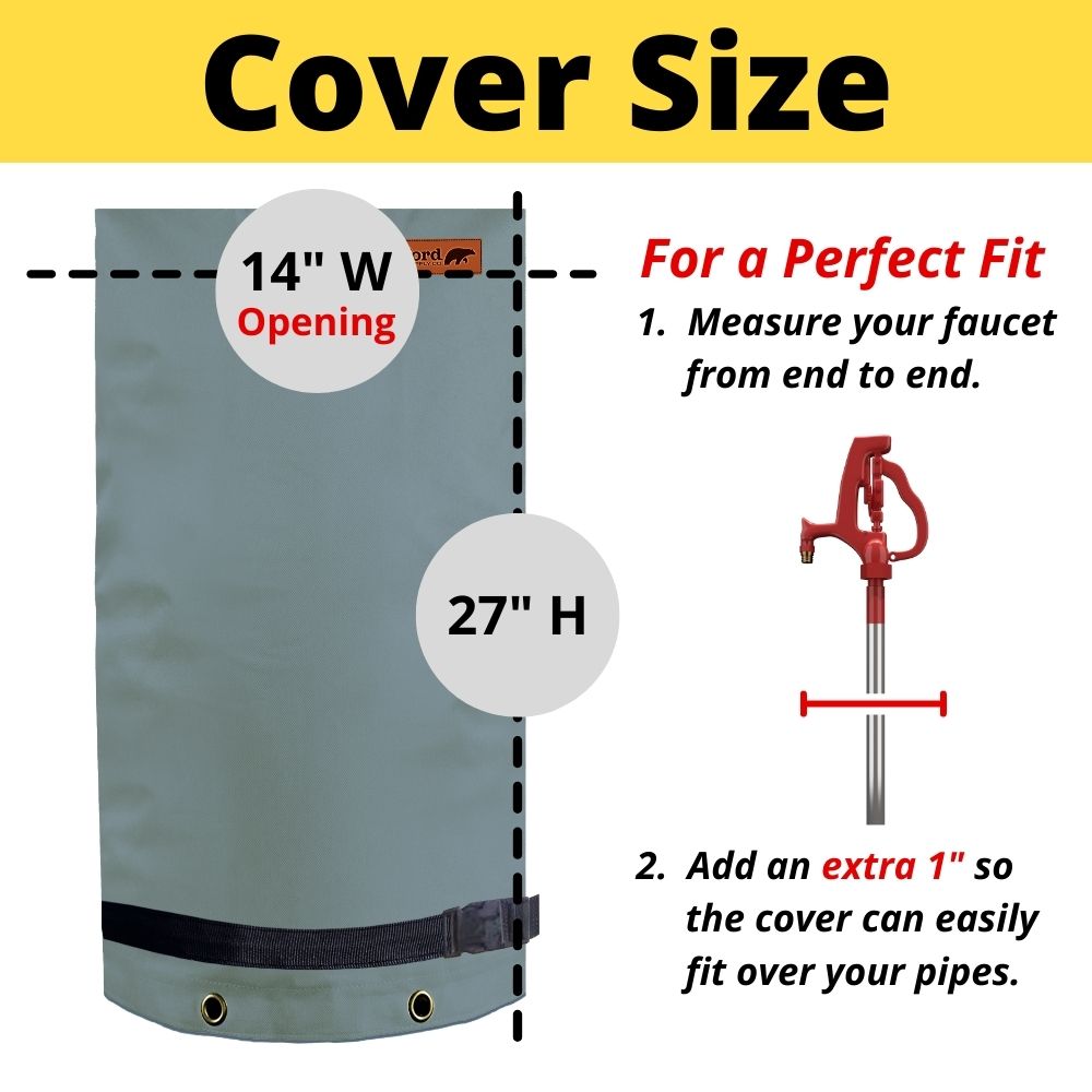 Redford Supply Co. Long Outdoor Faucet Covers for Winter Freeze Protection - Outdoor Faucet Cover Socks for Freeze Protection, Spigot Covers Winter Insulated Outdoor Faucet, Outside Hose Cover for Winter Outdoor Faucet Insulation (14"W x 27"H)