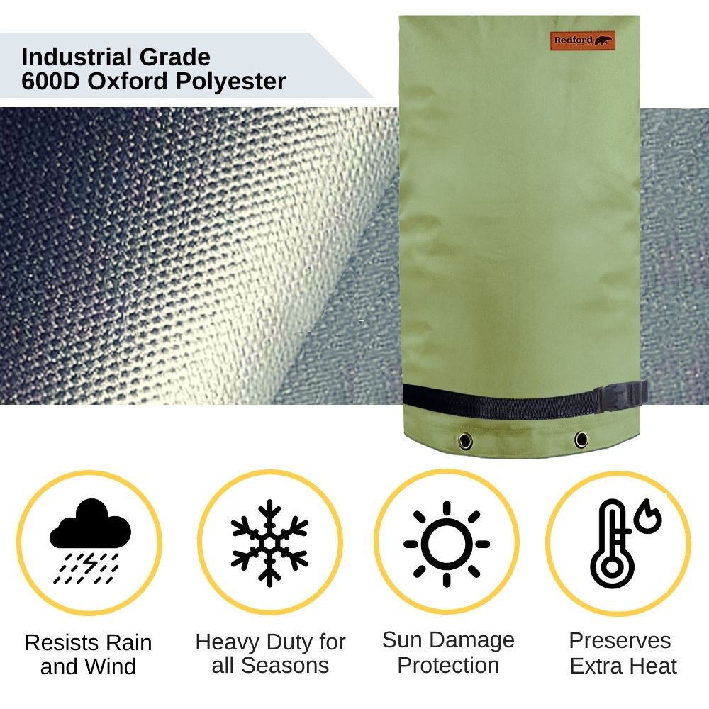Redford Supply Co. Long Outdoor Faucet Covers for Winter Freeze Protection - Outdoor Faucet Cover Socks for Freeze Protection, Spigot Covers Winter Insulated Outdoor Faucet, Outside Hose Cover for Winter Outdoor Faucet Insulation (14"W x 27"H)