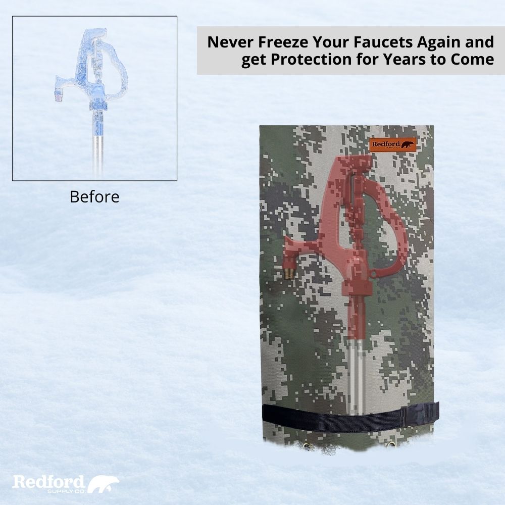 Redford Supply Co. Long Outdoor Faucet Covers for Winter Freeze Protection - Outdoor Faucet Cover Socks for Freeze Protection, Spigot Covers Winter Insulated Outdoor Faucet, Outside Hose Cover for Winter Outdoor Faucet Insulation (14"W x 27"H)