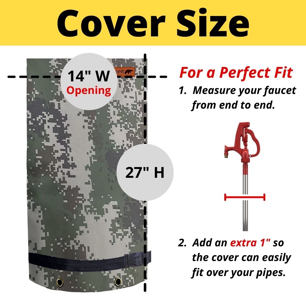 Redford Supply Co. Long Outdoor Faucet Covers for Winter Freeze Protection - Outdoor Faucet Cover Socks for Freeze Protection, Spigot Covers Winter Insulated Outdoor Faucet, Outside Hose Cover for Winter Outdoor Faucet Insulation (14"W x 27"H)