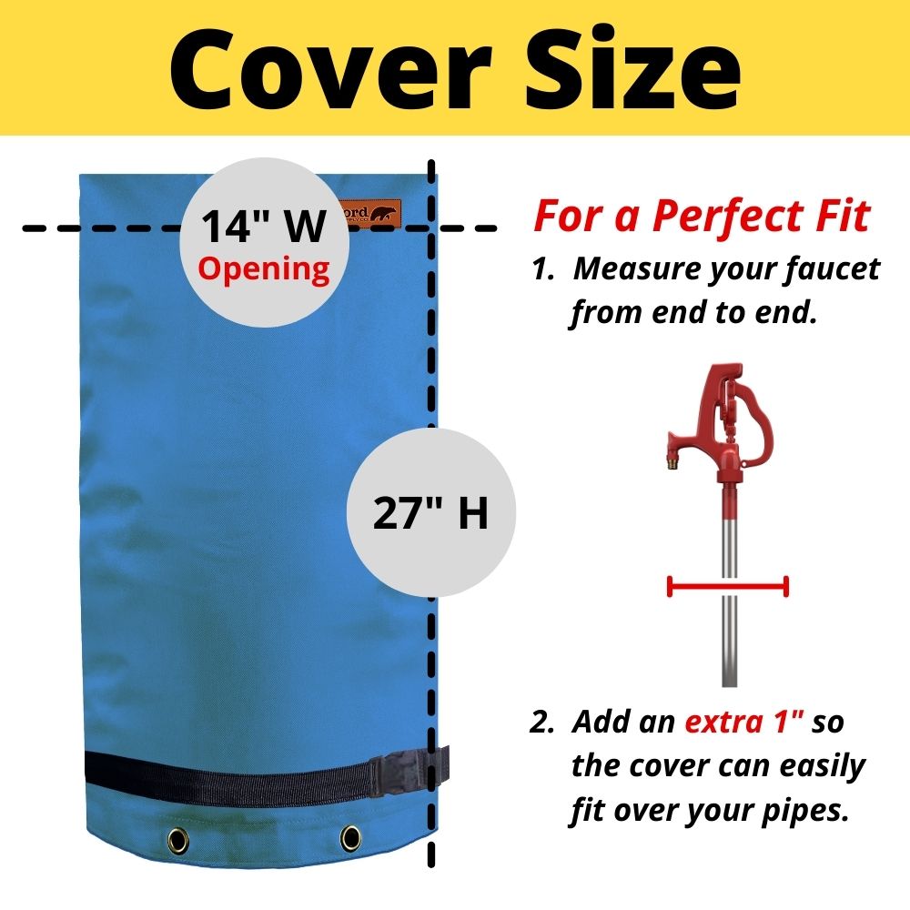 Redford Supply Co. Long Outdoor Faucet Covers for Winter Freeze Protection - Outdoor Faucet Cover Socks for Freeze Protection, Spigot Covers Winter Insulated Outdoor Faucet, Outside Hose Cover for Winter Outdoor Faucet Insulation (14"W x 27"H)