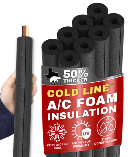 8 Pack Pre-slit Pipe Insulation Foam Tube with Adhesive - AC Foam Insulation, Outdoor Pipe Insulation Foam Tube, Water Pipe Insulation Foam Tube, AC Line Insulation