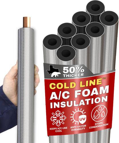 8 Pack Pre-slit Pipe Insulation Foam Tube with Adhesive and Foil - Foam Pipe Insulation, Pipe Foam Insulation, Foam Ac Insulation, Water Pipe Insulation Foam Tube