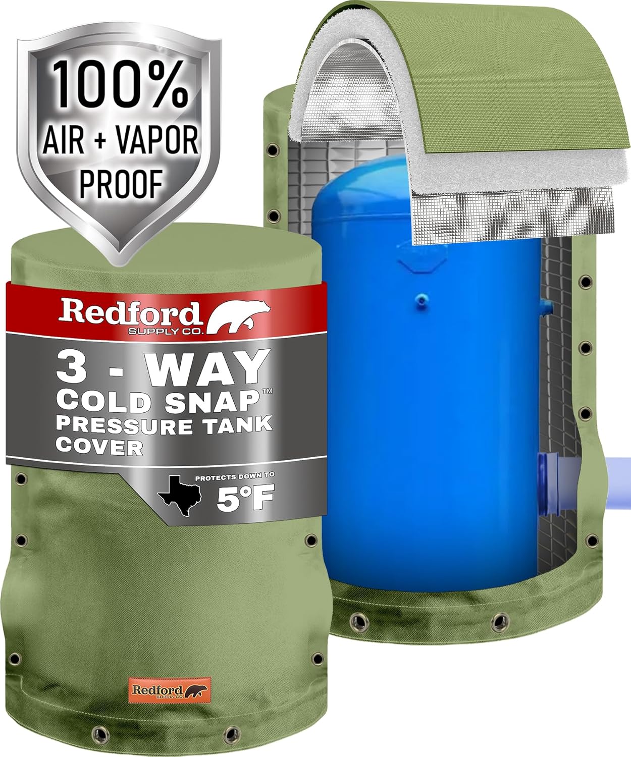 Customizable Cold Snap Wellhead Cover™ Prevents Costly Repairs Due to Freezing Weather - Easily Slips On and Off for Fast Concealment (Green)