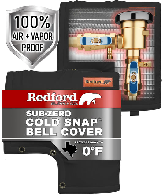 Redford Supply Co. Cold Snap (0°F) Double Wall Bell Cover - Water Well Pump Covers, Well Head Cover, Winter Pipe Cover, Sprinkler Valve Cover, Insulated Pouch, Pipe Insulation Bag (12"W x 13"H, Black)