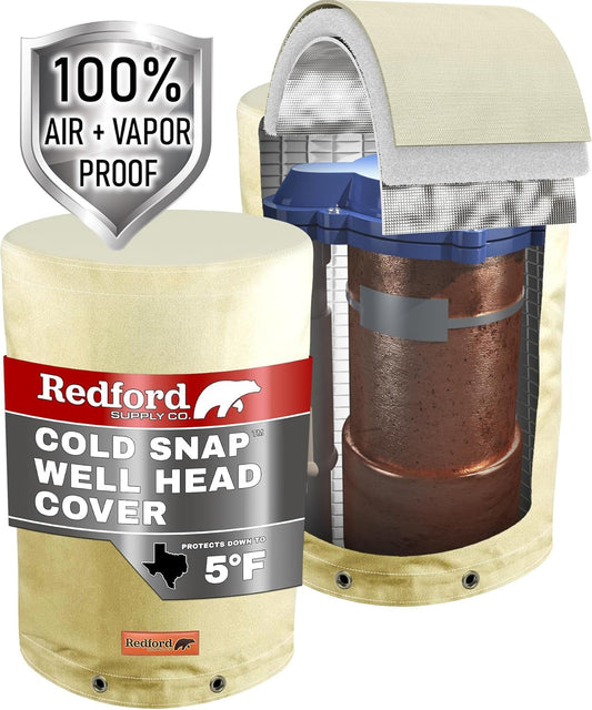 Cold Snap Wellhead Cover™ Prevents Costly Repairs Due to Freezing Weather - Easily Slips On and Off for Fast Concealment (Beige)