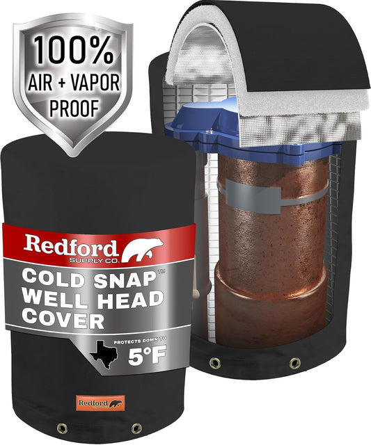 Cold Snap Wellhead Cover™ Prevents Costly Repairs Due to Freezing Weather - Easily Slips On and Off for Fast Concealment (Black)