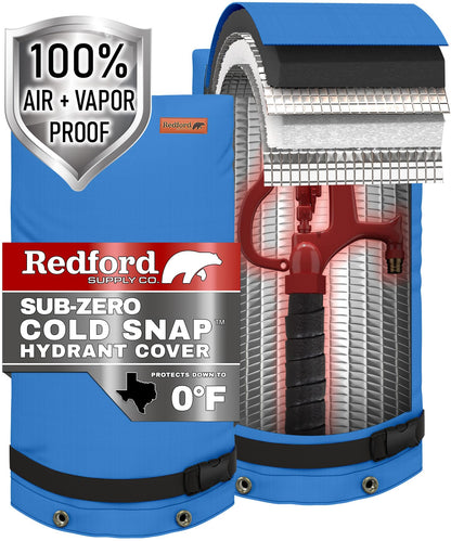 Redford Supply Co. Cold Snap (0°F) Double Wall Long Faucet Covers for Winter Insulated - Spigot Covers Winter Insulated, Water Faucet Covers for Outside, Faucet Cover Socks (14"W x 27"H, Blue)