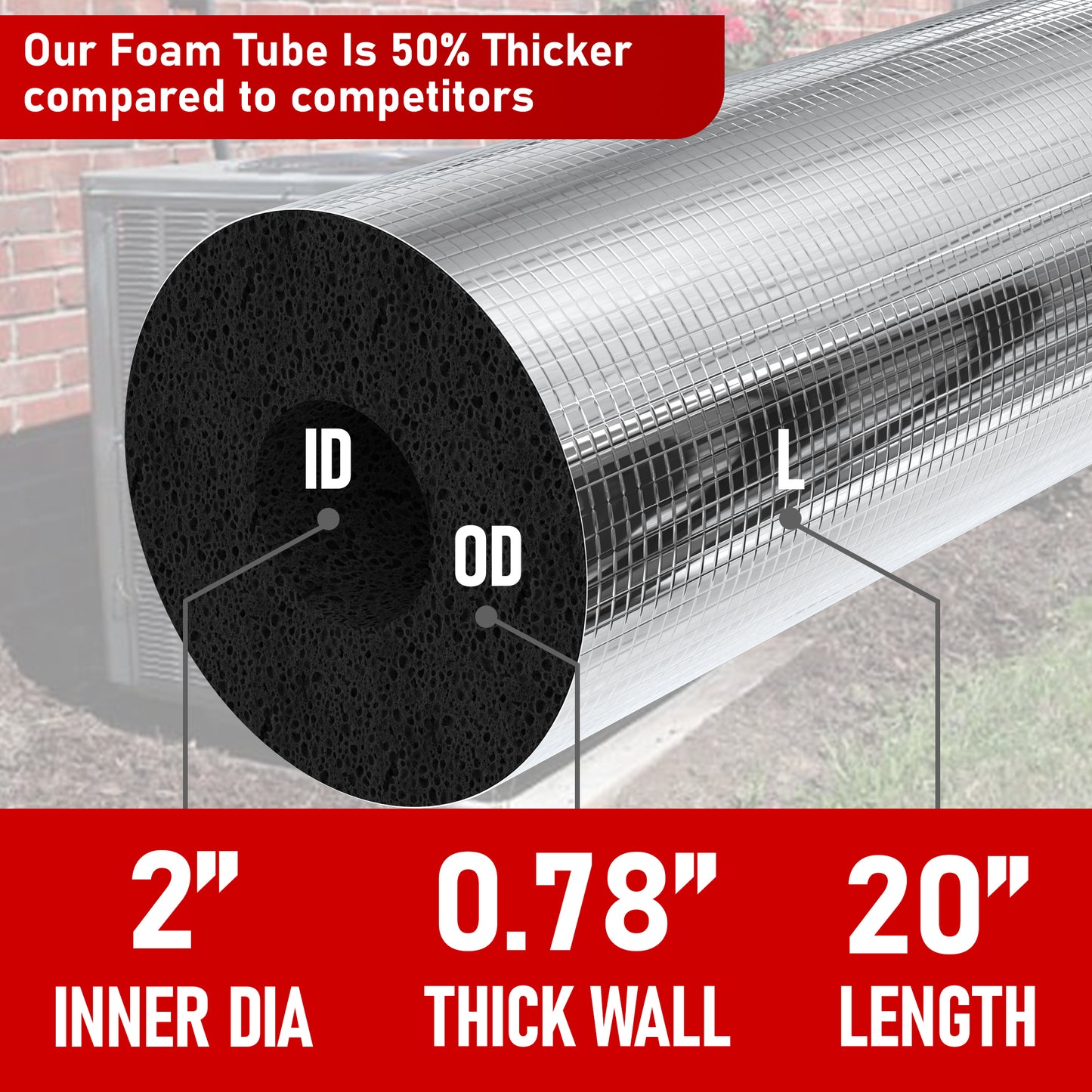 2 Pack Pre-slit Pipe Insulation Foam Tube with Adhesive and Foil - Foam Pipe Insulation, Pipe Foam Insulation, Foam Ac Insulation, Water Pipe Insulation Foam Tube