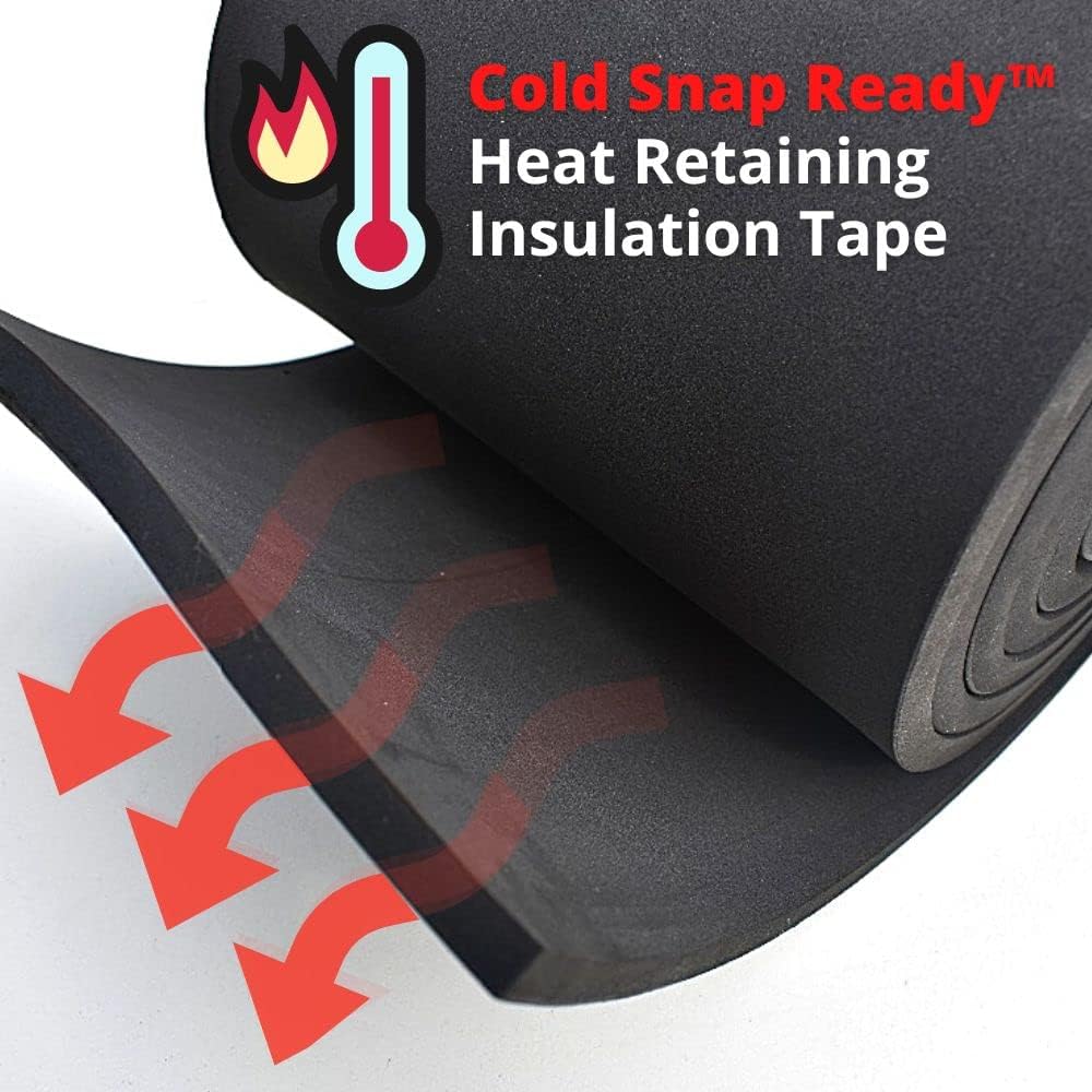 Redford Supply Co. Pipe Insulation Tape - Weather Resistant Water Pipe Wrap Tape - Outdoor Water Pipe Insulation Wrap, Insulation Tape for Water Pipes, Pipe Wrap Insulation, Foam Pipe Insulation