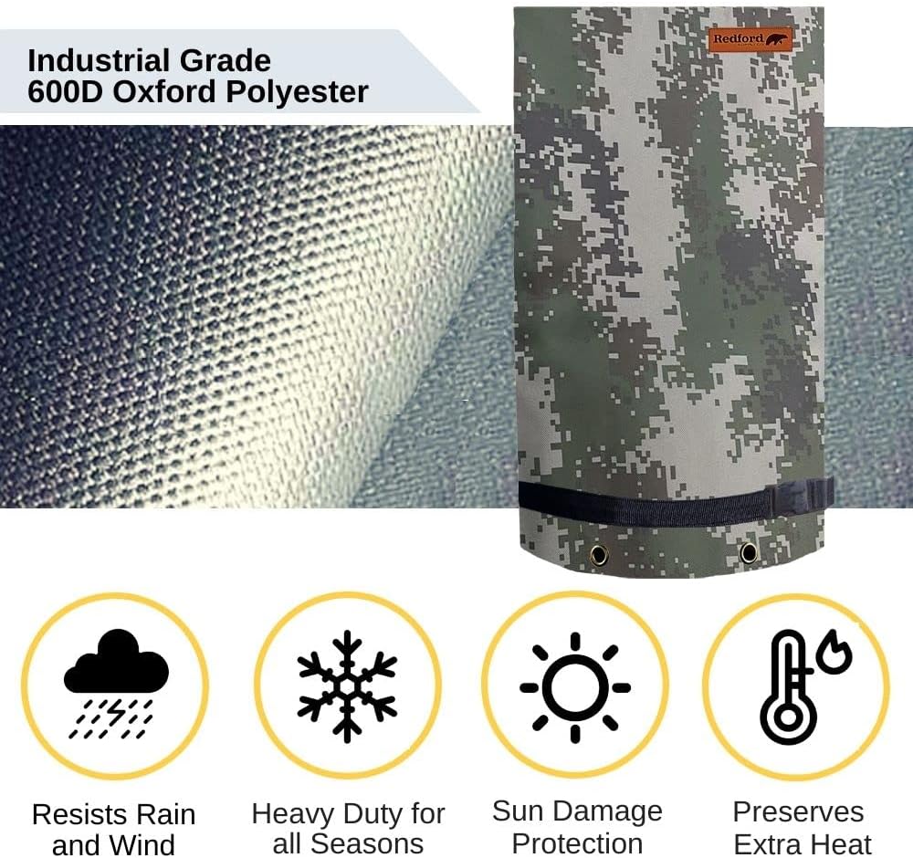 Redford Supply Co. Cold Snap (0°F) Double Wall Long Faucet Covers for Winter Insulated - Spigot Covers Winter Insulated, Water Faucet Covers for Outside, Faucet Cover Socks (14"W x 27"H, Camo)