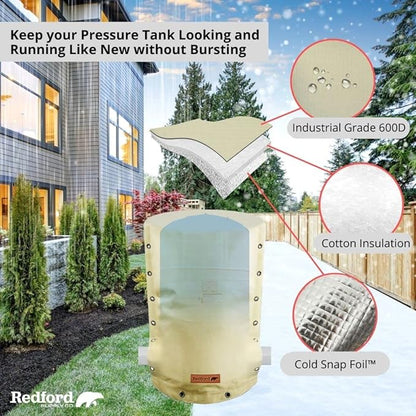 Redford Supply Co. Cold Snap (5°F) 3-Way Opening Round Custom Water Storage Tank Cover - Weatherproof Water Tank Cover, Outdoor Water Well Tank Covers Insulated