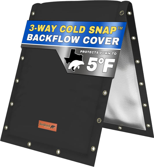 Customizable Cold Snap Double Wall™ Backflow Cover Easily Wraps Over Pipes for Fast Concealment - Prevents Costly Repairs Due to Freezing Weather(Black)