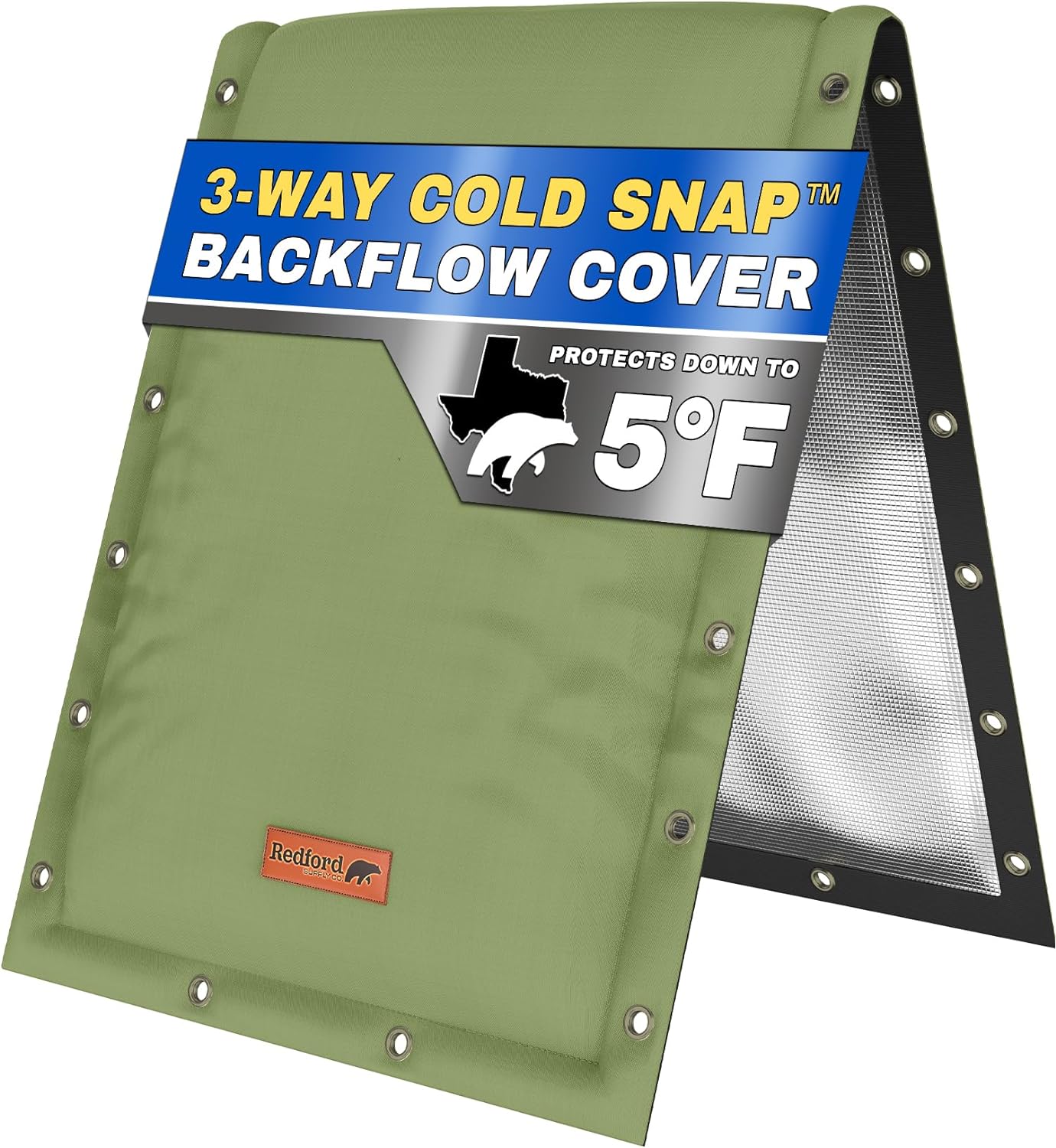 Customizable Cold Snap Double Wall™ Backflow Cover Easily Wraps Over Pipes for Fast Concealment - Prevents Costly Repairs Due to Freezing Weather (Green)