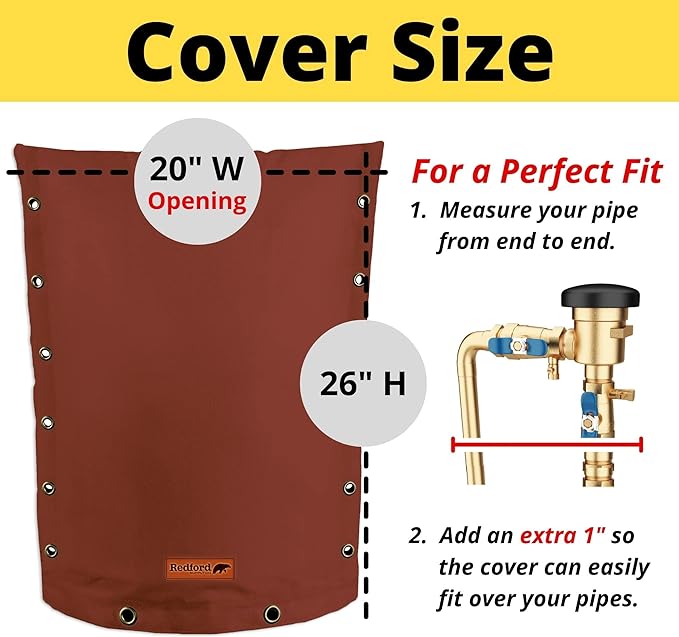 Customizable Cold Snap (5°F) in-Wall 3-Way Opening Custom Double Wall Backflow Preventer Insulation Cover - Sprinkler Covers for Outside, Well Head Cover, Well Pump Covers (20"W x 26"H, Red)