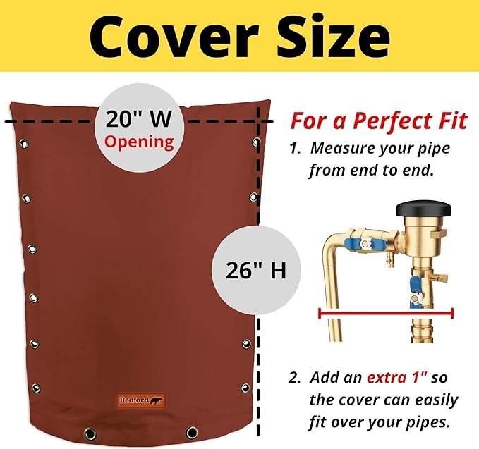 Customizable Cold Snap (5°F) in-Wall 3-Way Opening Custom Double Wall Backflow Preventer Insulation Cover - Sprinkler Covers for Outside, Well Head Cover, Well Pump Covers (Red)