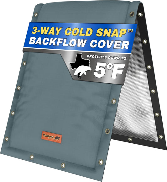 Customizable Cold Snap Double Wall™ Backflow Cover Easily Wraps Over Pipes for Fast Concealment - Prevents Costly Repairs Due to Freezing Weather (Grey)
